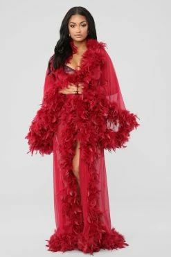 Fashion Nova Bedroom Eyes Robe - Wine