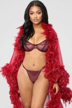 Fashion Nova Bedroom Eyes Robe - Wine