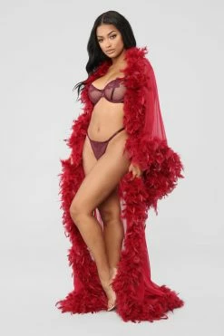 Fashion Nova Bedroom Eyes Robe - Wine