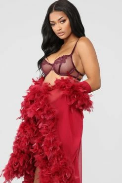 Fashion Nova Bedroom Eyes Robe - Wine