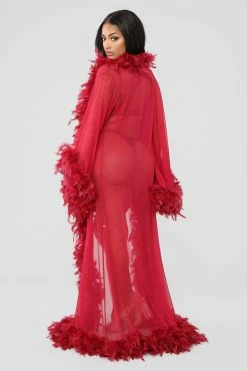 Fashion Nova Bedroom Eyes Robe - Wine