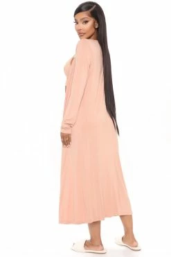 Fashion Nova Pajama Sets Lounge All Sunday 3 Piece PJ Set - Peach