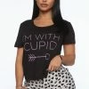 Fashion Nova Pajama Sets I'm With Cupid PJ Short Set - Black/combo