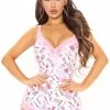 Fashion Nova Making Me Blush PJ Romper Onesie - White/Pink Pajama Rompers & Jumpsuits