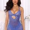 Fashion Nova Sexy Sleepwear Call Up My Ex Lace Babydoll - Blue Jay