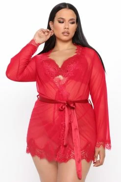 Fashion Nova New Lover Robe - Red Sexy Sleepwear
