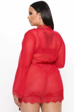Fashion Nova New Lover Robe - Red Sexy Sleepwear