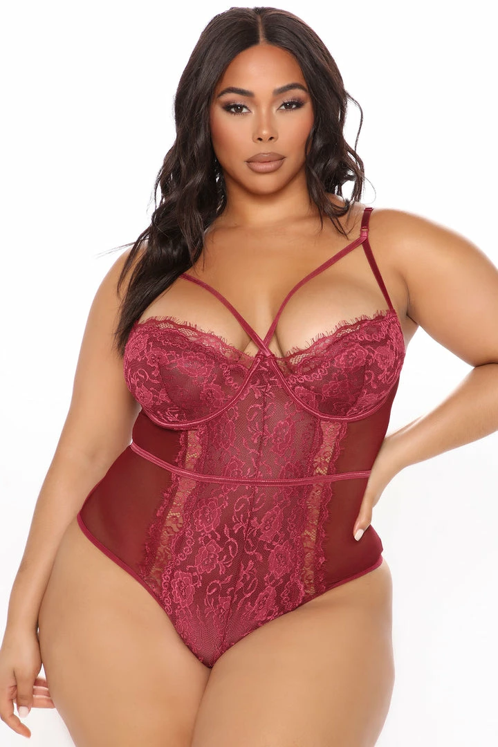 Fashion Nova Somebody To Love Lace Teddy - Plum Sexy Sleepwear