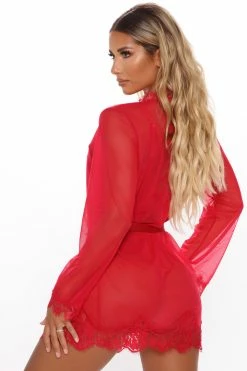 Fashion Nova New Lover Robe - Red Sexy Sleepwear