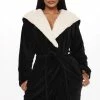 Fashion Nova Breakfast In Bed Hoodie Plush Robe - Black