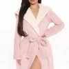 Fashion Nova Robes & Sleep Shirts Breakfast In Bed Hoodie Plush Robe - Pink