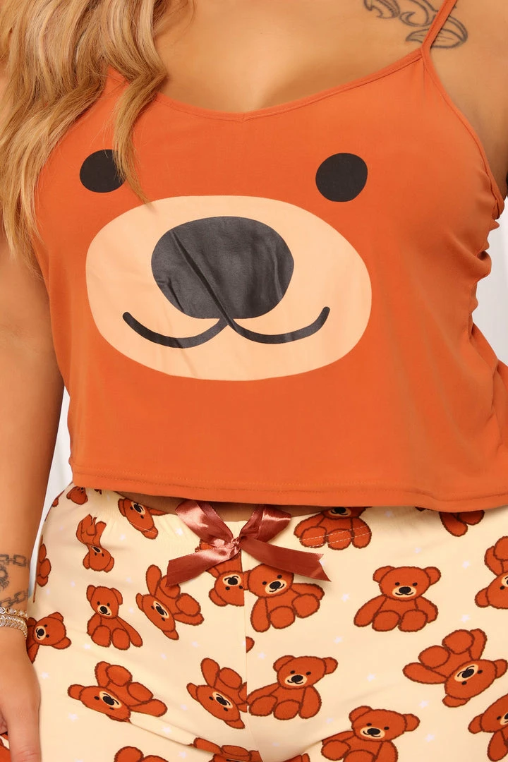 Fashion Nova Pajama Sets Teddy Baby PJ Short Set - Beige/Brown