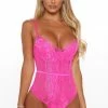 Fashion Nova Somebody To Love II Lace Teddy - Magenta