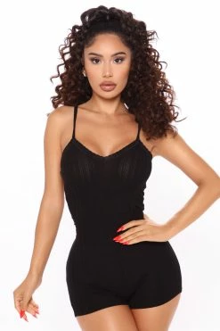 Fashion Nova Sleepless Nights PJ Set - Black Pajama Sets