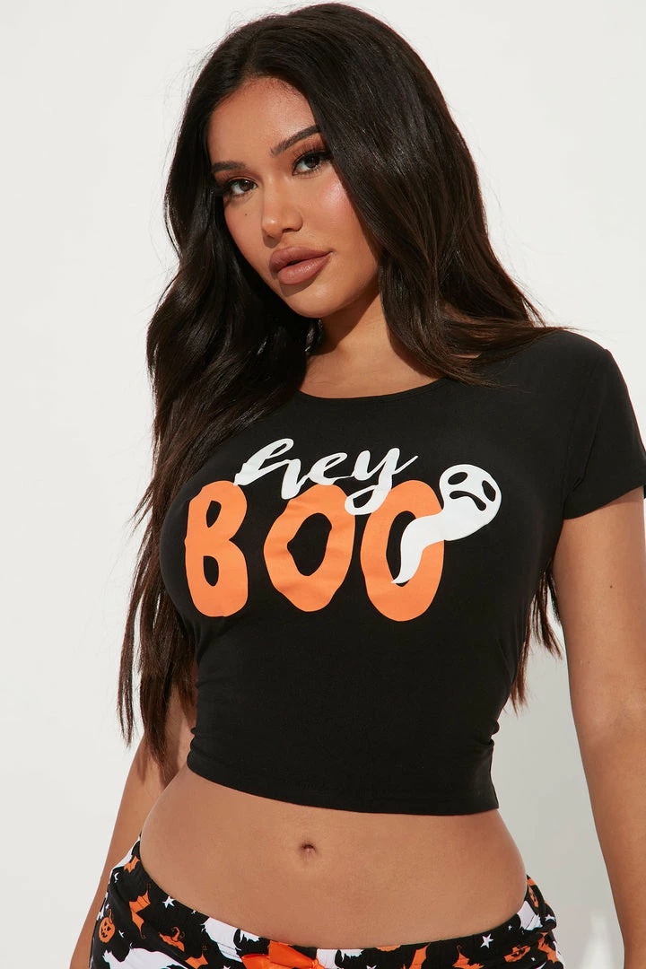 Fashion Nova Pajama Sets Forever Your Favorite Boo Halloween PJ Set - Black/combo