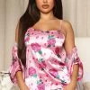 Fashion Nova Your Dream Girl Satin PJ Robe Set - Pink/combo Pajama Sets