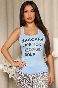 Fashion Nova Pajama Sets Wake Up And Make Up PJ Pant Set - Blue/combo