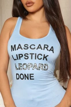 Fashion Nova Pajama Sets Wake Up And Make Up PJ Pant Set - Blue/combo