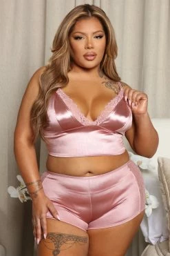 Fashion Nova Special Dates Satin PJ Short Set - Rose