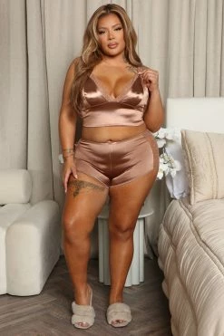 Deals ๐ Fashion Nova Special Dates Satin PJ Short Set - Mocha ๐ 12 Fashion Nova Special Dates Satin PJ Short Set - Mocha