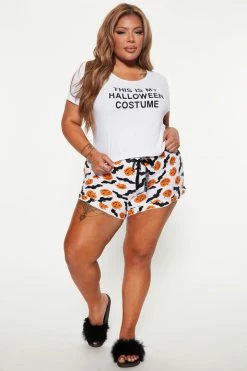Fashion Nova Pajama Sets Best Costume Halloween PJ Set - White/combo