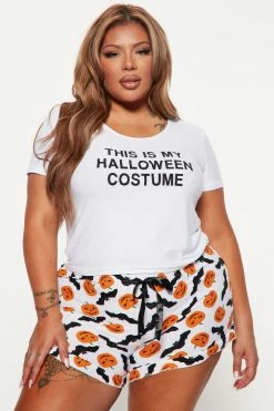Fashion Nova Pajama Sets Best Costume Halloween PJ Set - White/combo