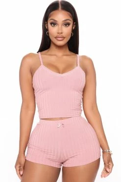 Fashion Nova Sleepless Nights PJ Set - Rose