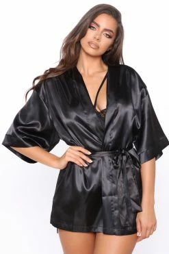 Best deal ๐ Fashion Nova Sexy Sleepwear Lotus Robe - Black ๐ 21 Fashion Nova Sexy Sleepwear Lotus Robe - Black