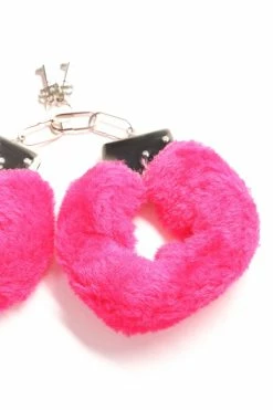 Fashion Nova Fire Your Desire Faux Fur Handcuffs - Hot Pink