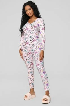 Fashion Nova Pajama Rompers & Jumpsuits Miss Wilson Pj Onesie - Pink/Combo