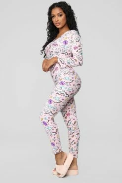 Fashion Nova Pajama Rompers & Jumpsuits Miss Wilson Pj Onesie - Pink/Combo