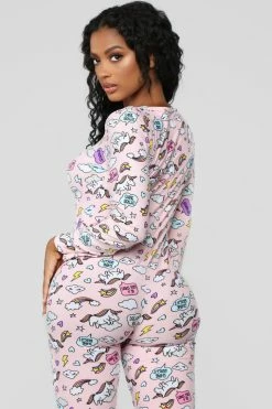 Fashion Nova Pajama Rompers & Jumpsuits Miss Wilson Pj Onesie - Pink/Combo