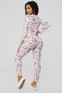 Fashion Nova Pajama Rompers & Jumpsuits Miss Wilson Pj Onesie - Pink/Combo