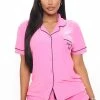 Fashion Nova Love My Bed PJ Short Set - Pink