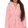 Fashion Nova Robes & Sleep Shirts Morning Glam Plush Robe - Pink