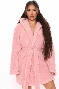 Fashion Nova Robes & Sleep Shirts Morning Glam Plush Robe - Pink