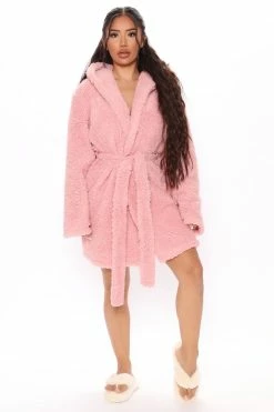 Fashion Nova Robes & Sleep Shirts Morning Glam Plush Robe - Pink