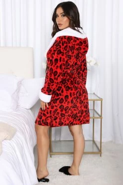 Fashion Nova Always Savage Plush Robe - Red/combo