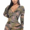 Fashion Nova Never Camo PJ Romper Onesie - Camouflage