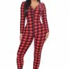 Fashion Nova Pajama Rompers & Jumpsuits Cabin Ready PJ Jumpsuit Onesie - Red/Black
