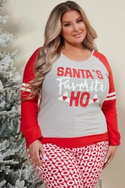 Fashion Nova Santa's Favorite Ho PJ Set - Red/combo