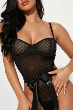 Fashion Nova Sexy Sleepwear Make You Wanna Stay Teddy - Black