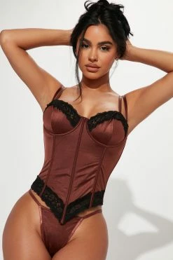 Fashion Nova Tonight You're Mine 2 Piece Set - Brown/combo