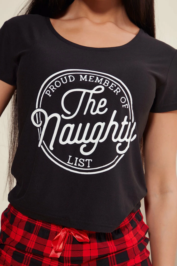 Fashion Nova Top Of The Naughty List PJ Short Set - White/combo Pajama Sets