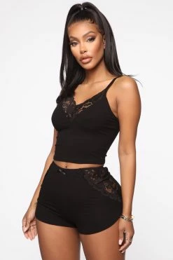 Fashion Nova Pajama Sets Bedroom Cuddle PJ Set - Black