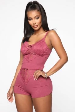 Fashion Nova Wake Up With You PJ Set - Rose
