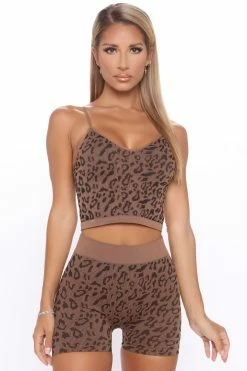 Fashion Nova Pajama Sets Wild Sleeper PJ Short Set - Leopard