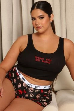 Fashion Nova Heaven Sent PJ Boyshort Set - Black/combo Pajama Sets