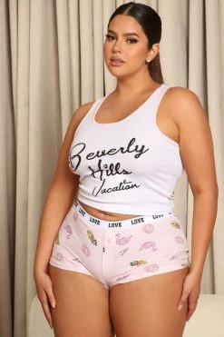 Fashion Nova Pajama Sets Mornings In Beverly Hills PJ Boyshort Set - Pink/combo