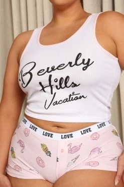 Fashion Nova Pajama Sets Mornings In Beverly Hills PJ Boyshort Set - Pink/combo